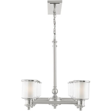Nickel Eight Light Metal Dimmable Chandelier With Shades