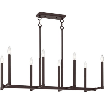 Bronze Eight Light Metal Dimmable Chandelier With Shades