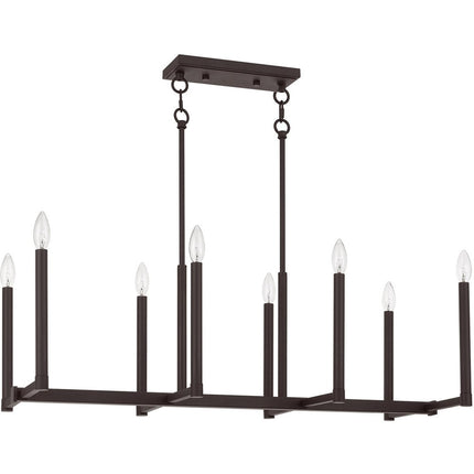 Bronze Eight Light Metal Dimmable Chandelier With Shades