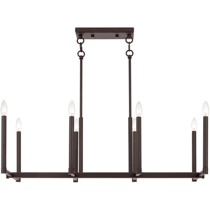 Bronze Eight Light Metal Dimmable Chandelier With Shades