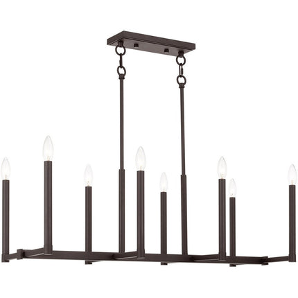 Bronze Eight Light Metal Dimmable Chandelier With Shades