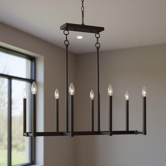 Bronze Eight Light Dimmable Chandelier With Shades HomeRoots