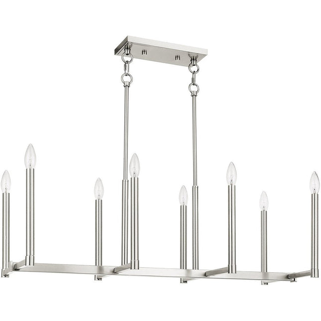 Nickel Eight Light Metal Dimmable Chandelier With Shades HomeRoots