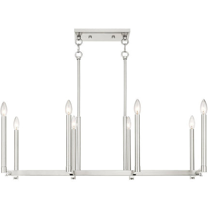 Nickel Eight Light Metal Dimmable Chandelier With Shades
