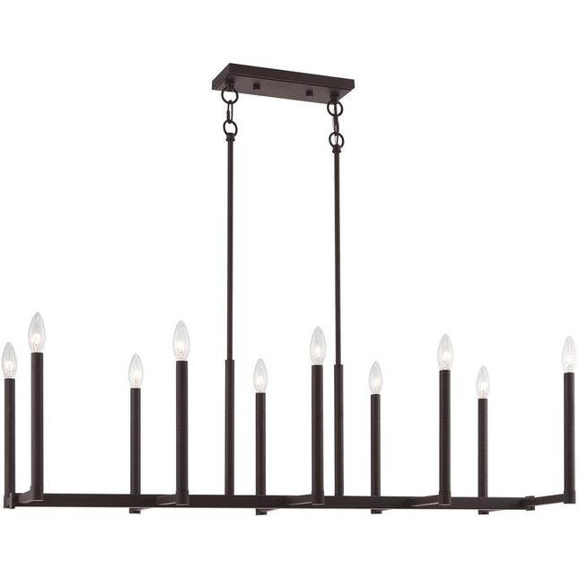 Bronze Ten Light Metal Dimmable Chandelier With Shades HomeRoots