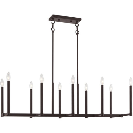 Bronze Ten Light Metal Dimmable Chandelier With Shades