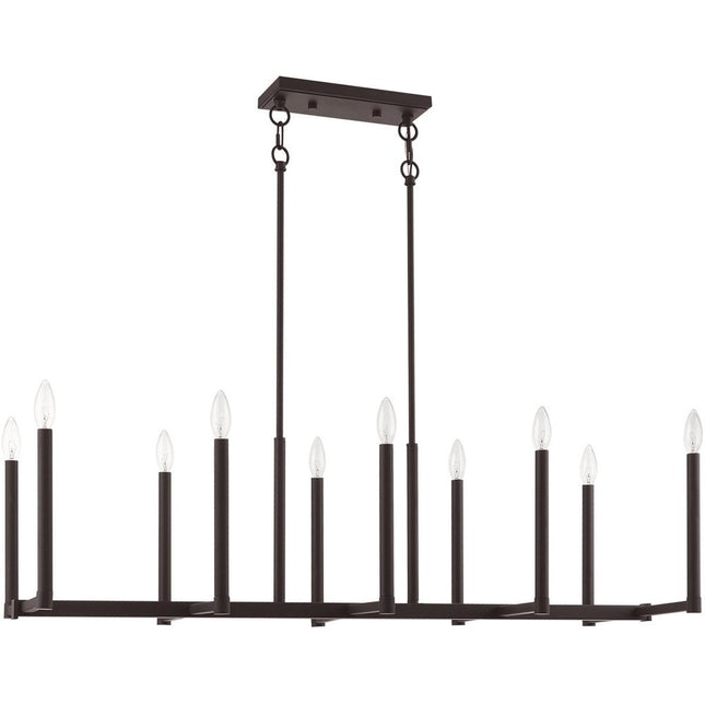 Bronze Ten Light Metal Dimmable Chandelier With Shades HomeRoots