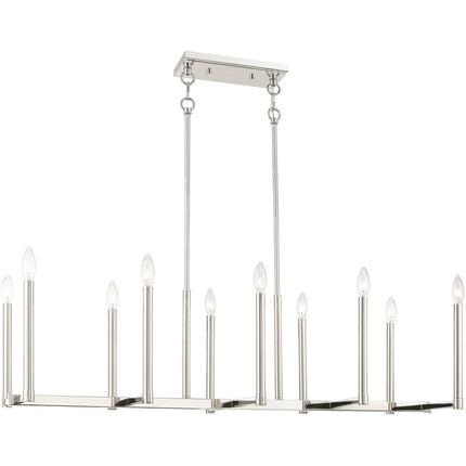 Nickel Ten Light Metal Dimmable Chandelier With Shades