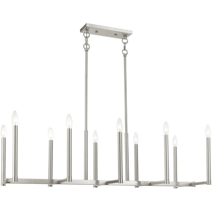 Nickel Ten Light Metal Dimmable Chandelier With Shades