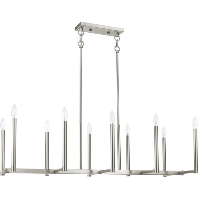 Nickel Ten Light Metal Dimmable Chandelier With Shades HomeRoots