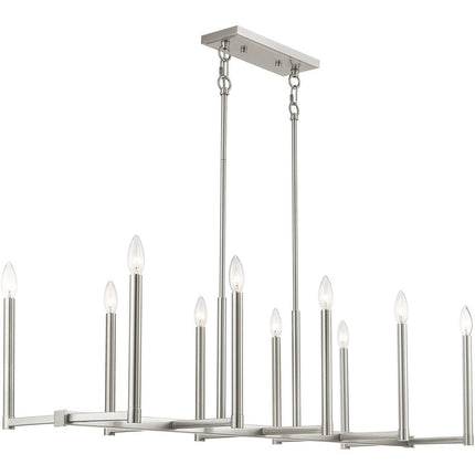 Nickel Ten Light Metal Dimmable Chandelier With Shades