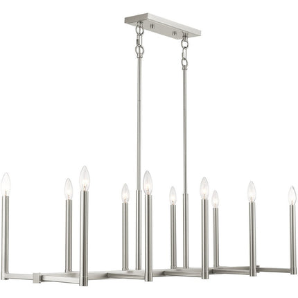 Nickel Ten Light Metal Dimmable Chandelier With Shades