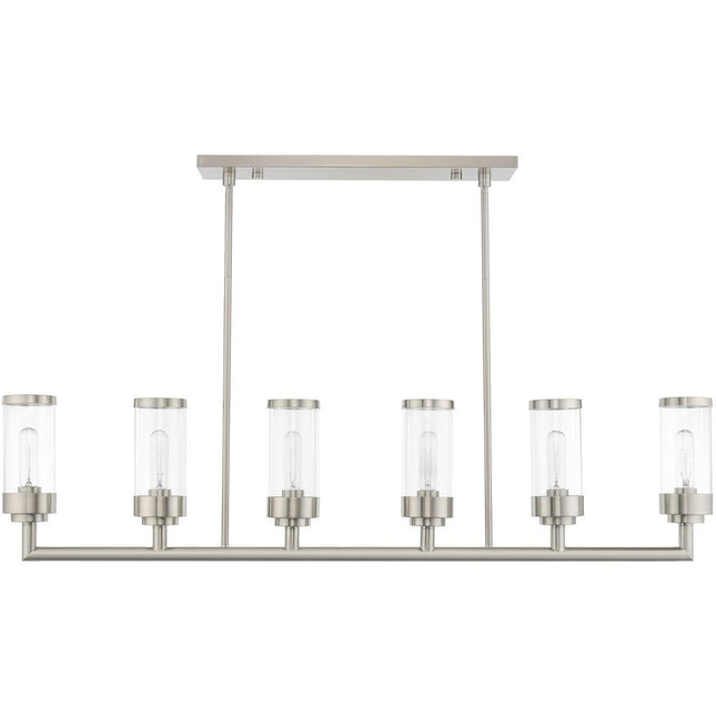 Nickel Six Light Metal Dimmable Chandelier With Shades HomeRoots