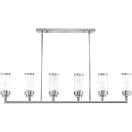 Nickel Six Light Metal Dimmable Chandelier With Shades