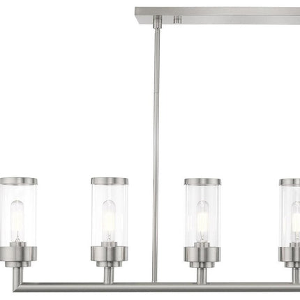 Nickel Six Light Metal Dimmable Chandelier With Shades