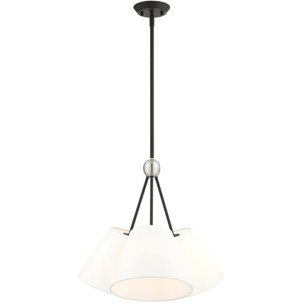 Black Three Light Metal Dimmable Chandelier With Shades