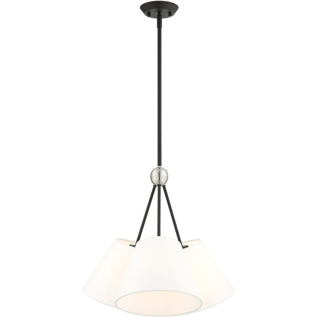 Black Three Light Dimmable Chandelier With Shades HomeRoots