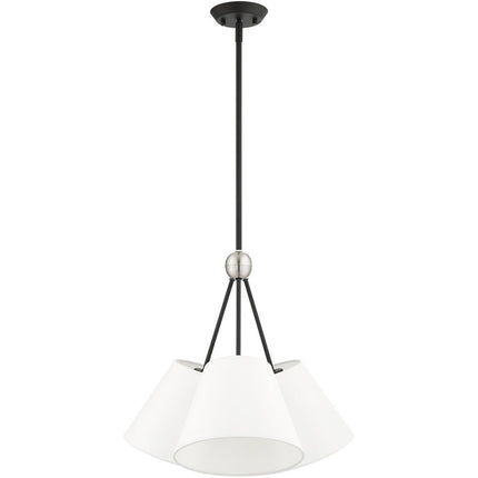 Black Three Light Metal Dimmable Chandelier With Shades