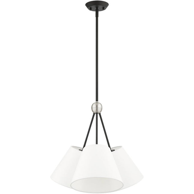Black Three Light Metal Dimmable Chandelier With Shades