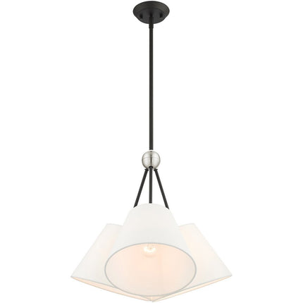Black Three Light Metal Dimmable Chandelier With Shades
