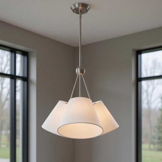 Three Light Dimmable Chandelier With Shades HomeRoots