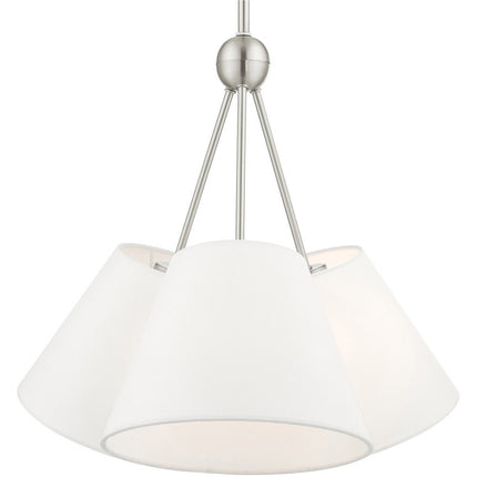 Nickel Three Light Metal Dimmable Chandelier With Shades