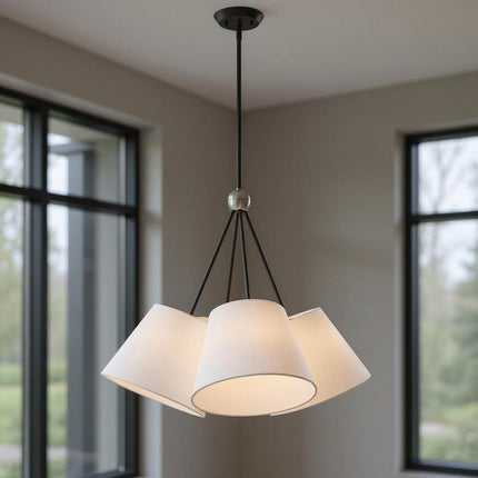 Black Four Light Dimmable Chandelier With Shades HomeRoots