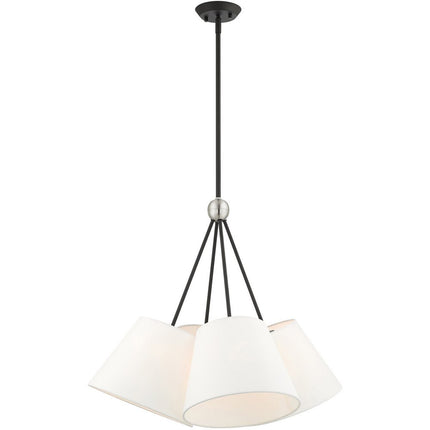 Black Four Light Dimmable Chandelier With Shades HomeRoots