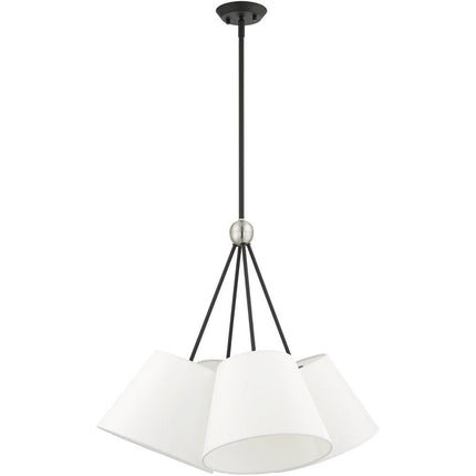 Black Four Light Dimmable Chandelier With Shades HomeRoots