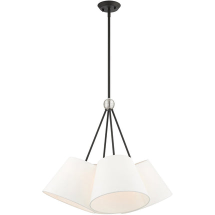 Black Four Light Dimmable Chandelier With Shades HomeRoots
