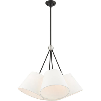 Black Four Light Dimmable Chandelier With Shades HomeRoots