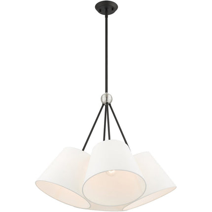 Black Four Light Dimmable Chandelier With Shades HomeRoots
