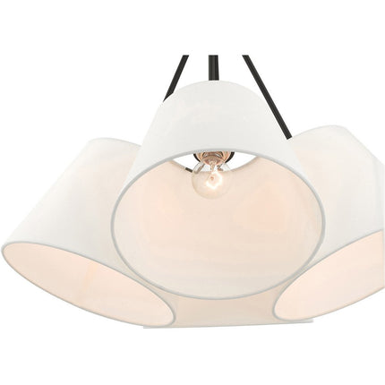 Black Four Light Dimmable Chandelier With Shades HomeRoots