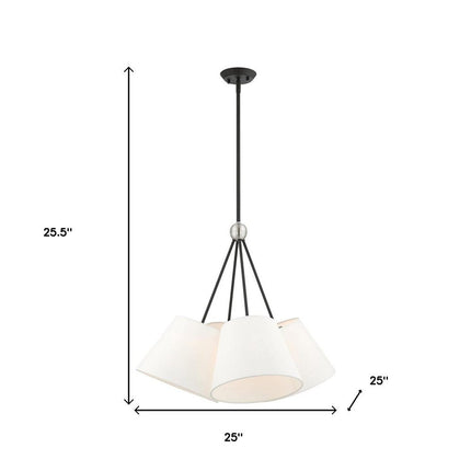 Black Four Light Dimmable Chandelier With Shades HomeRoots