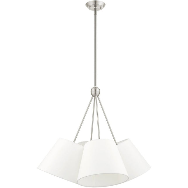Nickel Four Light Metal Dimmable Chandelier With Shades HomeRoots