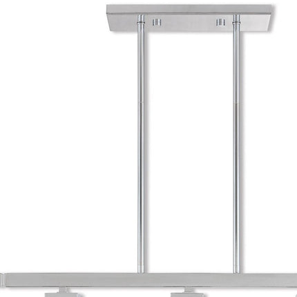 Silver Three Light Metal Dimmable Chandelier With Shades