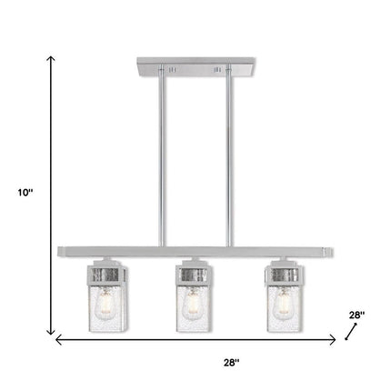 Silver Three Light Metal Dimmable Chandelier With Shades