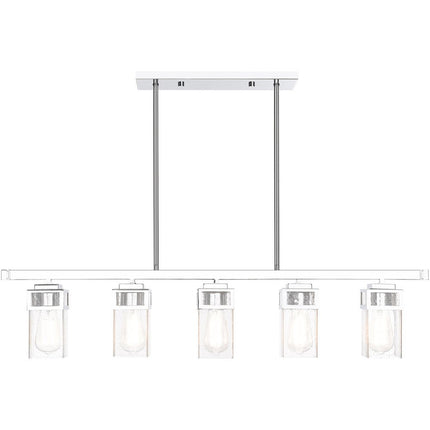 Silver Five Light Metal Dimmable Chandelier With Shades
