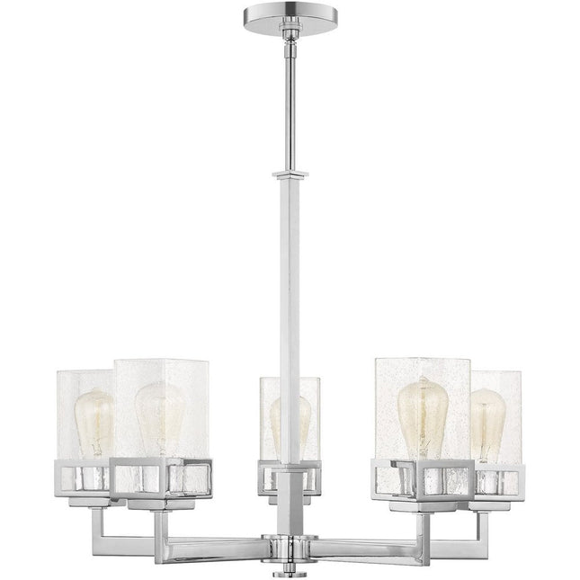 Silver Five Light Metal Dimmable Chandelier With Shades HomeRoots