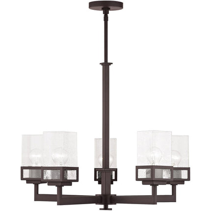 Bronze Five Light Dimmable Chandelier With Shades HomeRoots