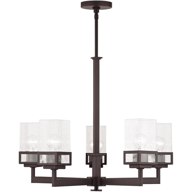 Bronze Five Light Dimmable Chandelier With Shades HomeRoots