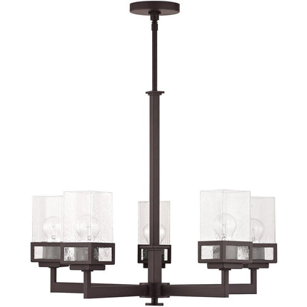 Bronze Five Light Metal Dimmable Chandelier With Shades