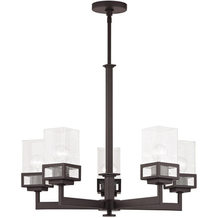 Bronze Five Light Dimmable Chandelier With Shades HomeRoots