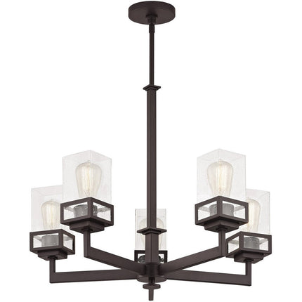 Bronze Five Light Dimmable Chandelier With Shades HomeRoots