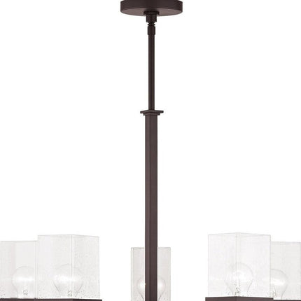 Bronze Five Light Metal Dimmable Chandelier With Shades