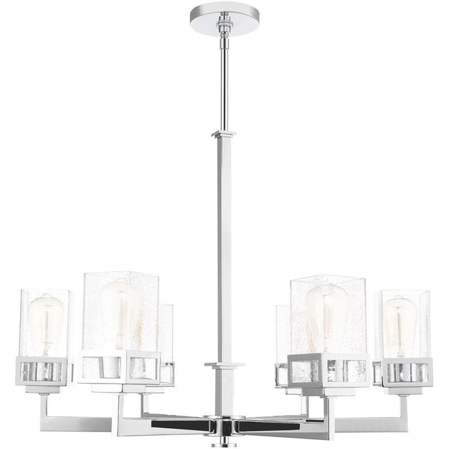Silver Six Light Metal Dimmable Chandelier With Shades HomeRoots