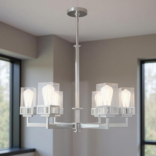 Six Light Dimmable Chandelier With Shades HomeRoots