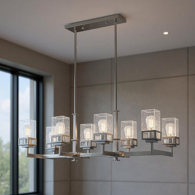 Eight Light Dimmable Chandelier With Shades HomeRoots