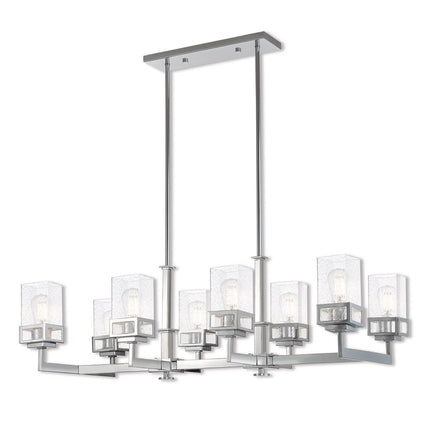 Silver Eight Light Metal Dimmable Chandelier With Shades