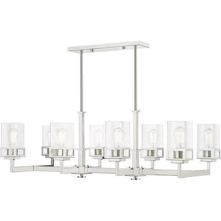 Silver Eight Light Metal Dimmable Chandelier With Shades